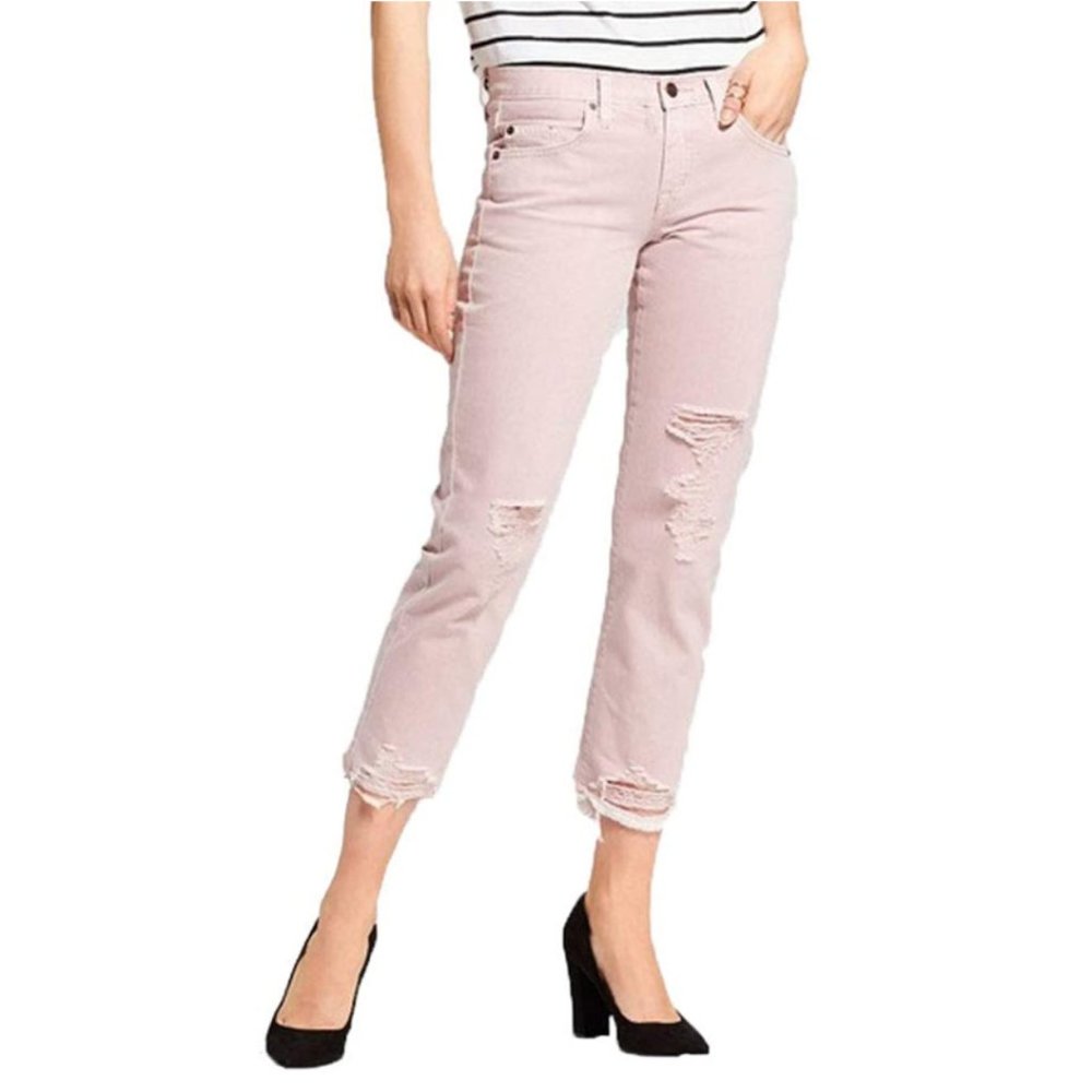 Women's Low-rise Destroyed Cropped Boyfriend Jeans